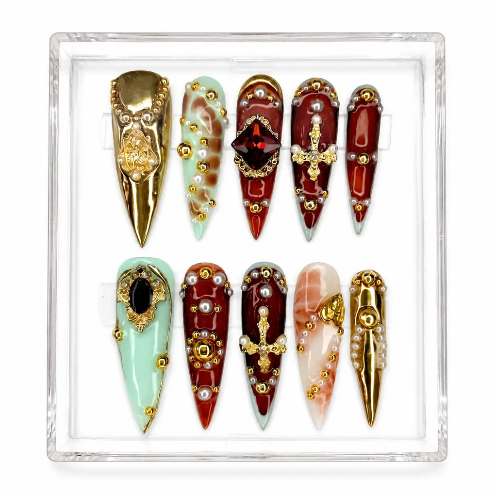 Crimson Edge – Mẫu Nailbox Sỉ Thiết Kế Thủ Công