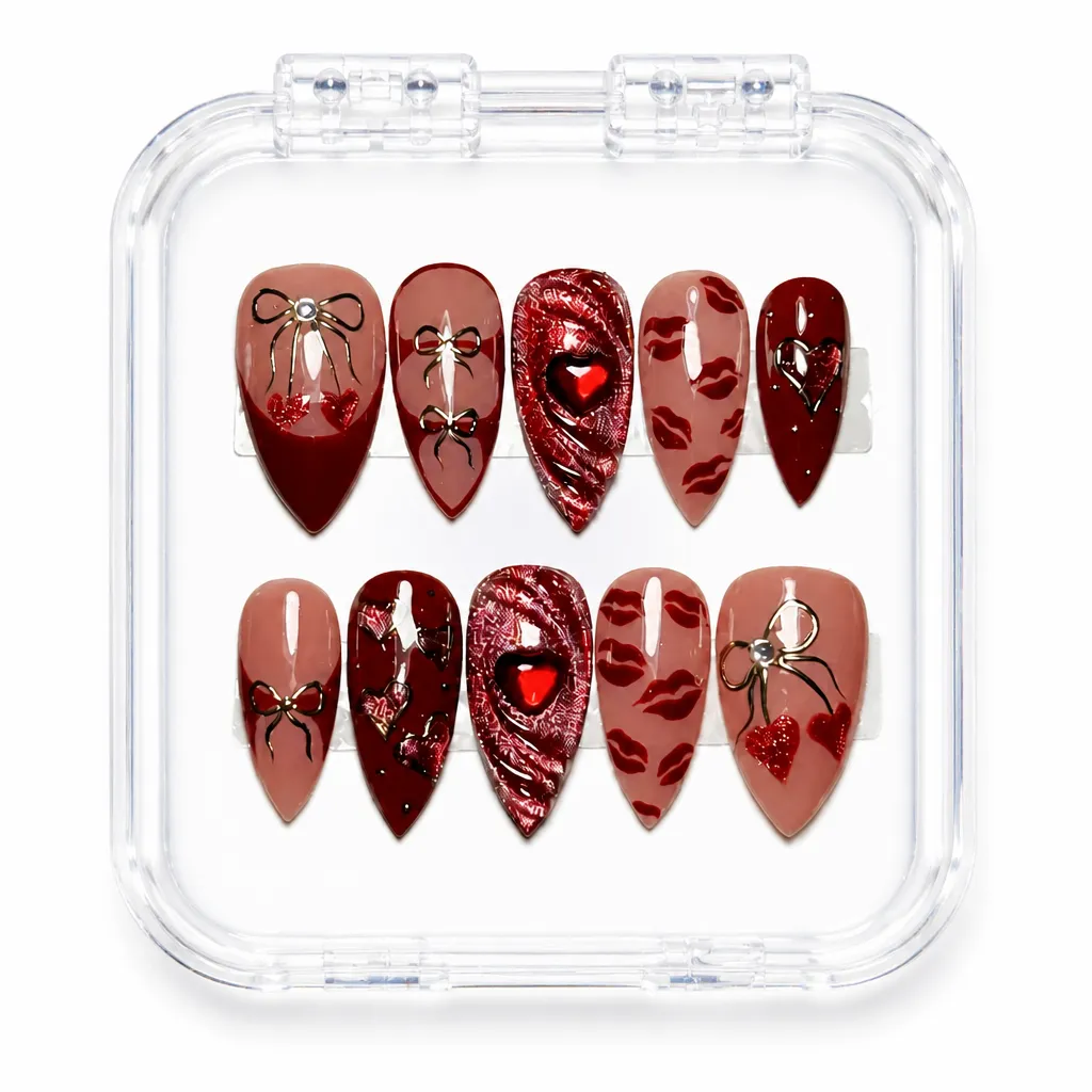 Crimson Elegance Set – Xưởng gia công Nailbox Sỉ thủ công