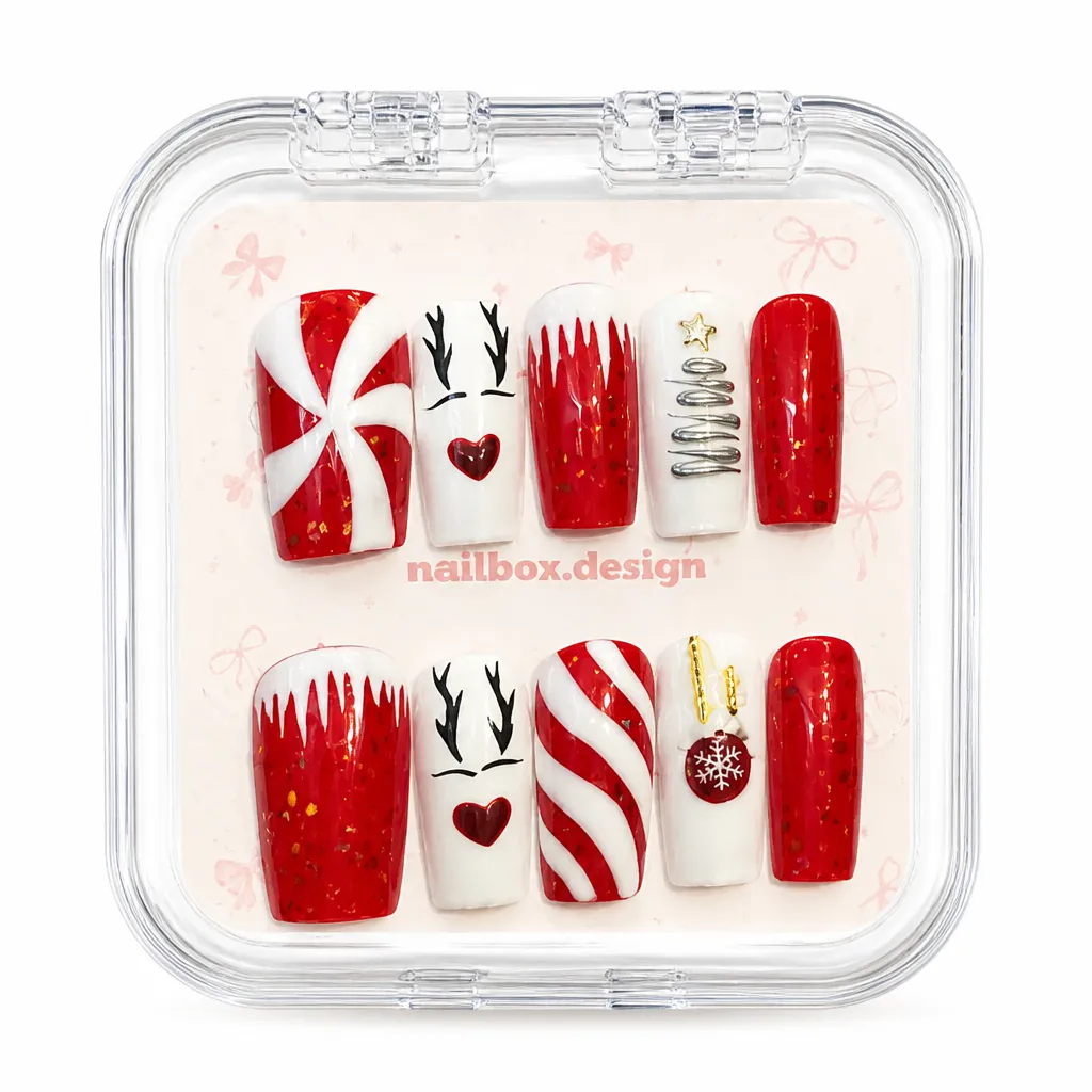 Crimson Elegance Square – Mẫu Nailbox Sỉ Thiết Kế Thủ Công