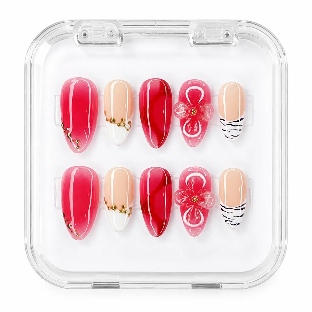 Crimson Elegance Stiletto – Xưởng gia công Nailbox Sỉ thủ công