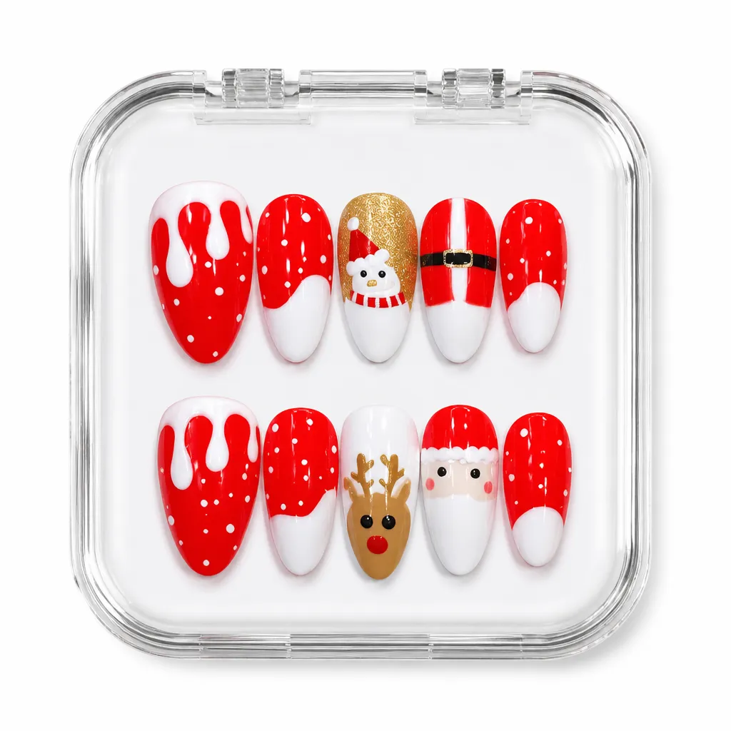 Crimson Festive – Mẫu Nailbox Sỉ Thiết Kế Thủ Công