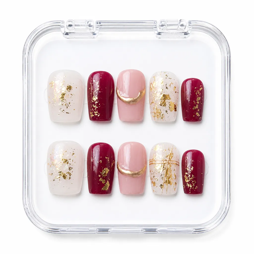 Crimson Gold Luxe – Xưởng gia công Nailbox Sỉ thủ công