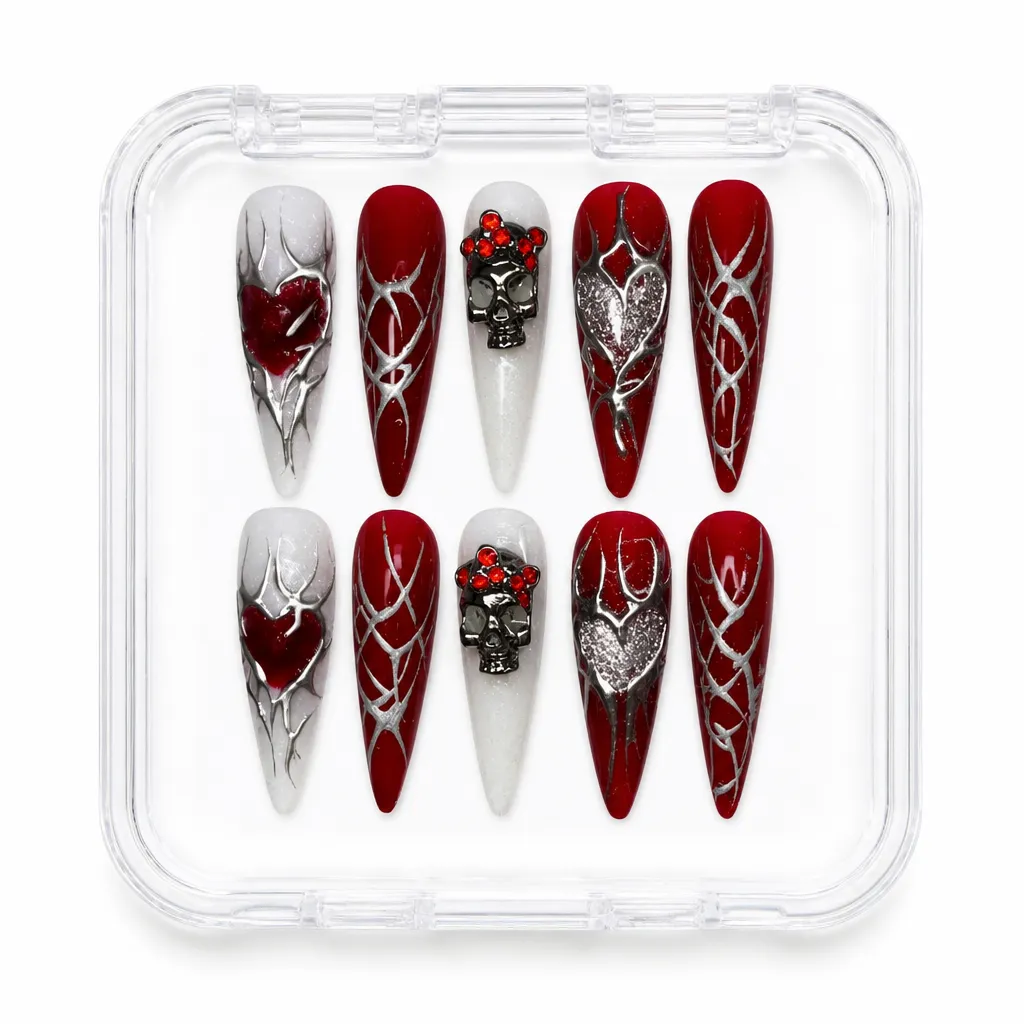 Crimson Gothic Heart – Xưởng gia công Nailbox Sỉ thủ công