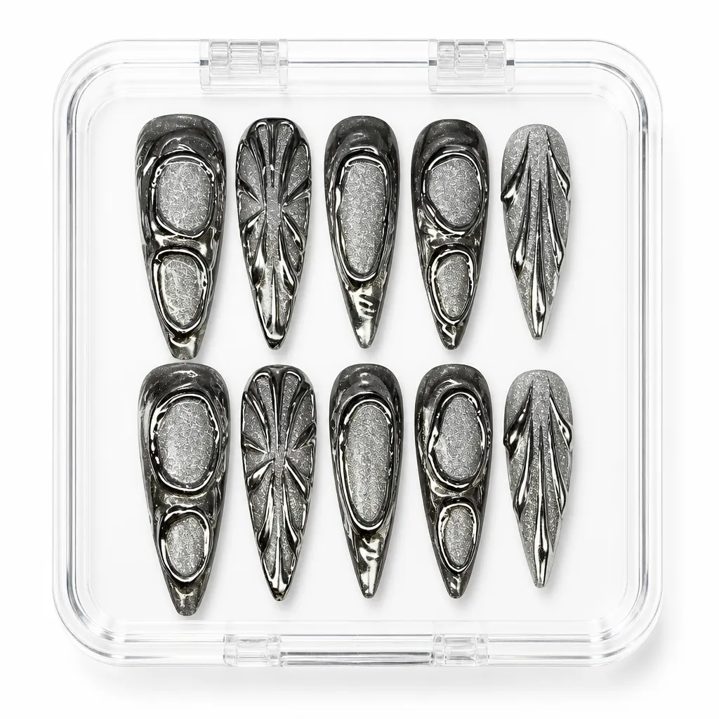 Crimson Gothic Skull – Xưởng gia công Nailbox Sỉ thủ công