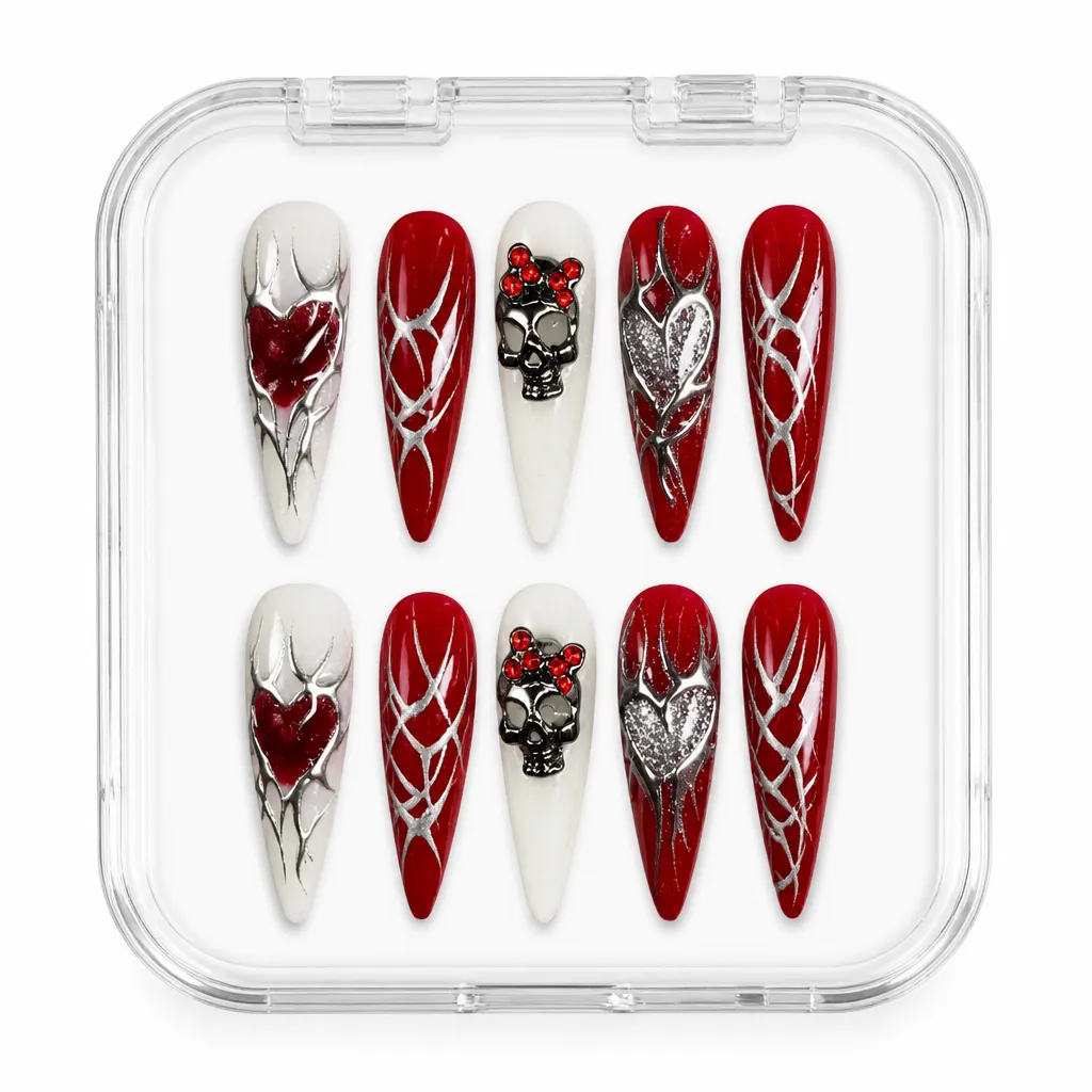 Crimson Gothic Skulls – Xưởng gia công Nailbox Sỉ thủ công