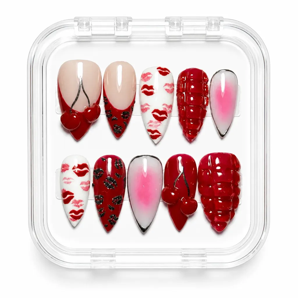 Crimson Kiss Almond – Xưởng gia công Nailbox Sỉ thủ công