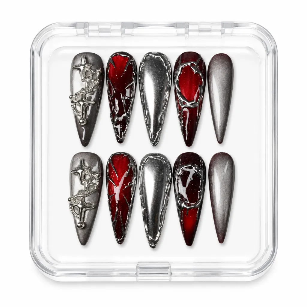 Crimson Metal Symphony – Xưởng gia công Nailbox Sỉ thủ công
