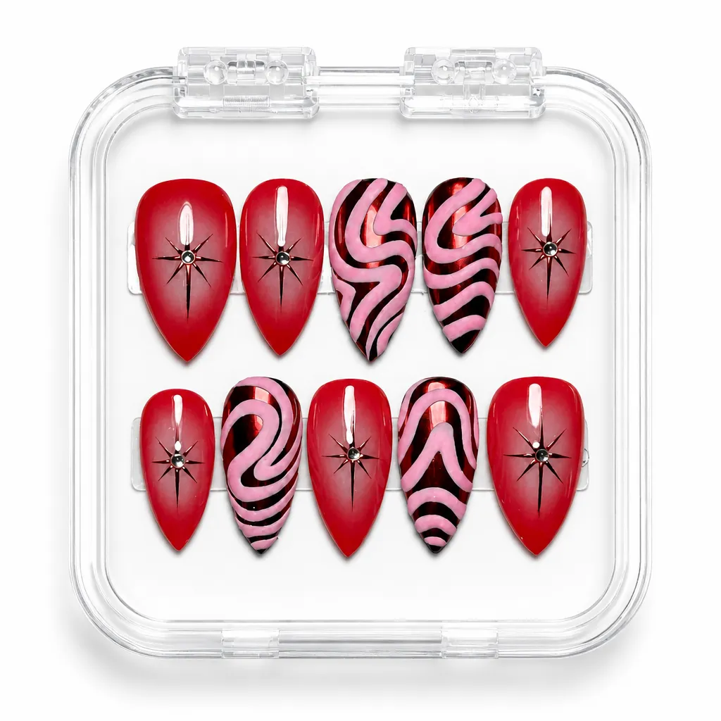 Crimson Mystique – Mẫu Nailbox Sỉ Thiết Kế Thủ Công