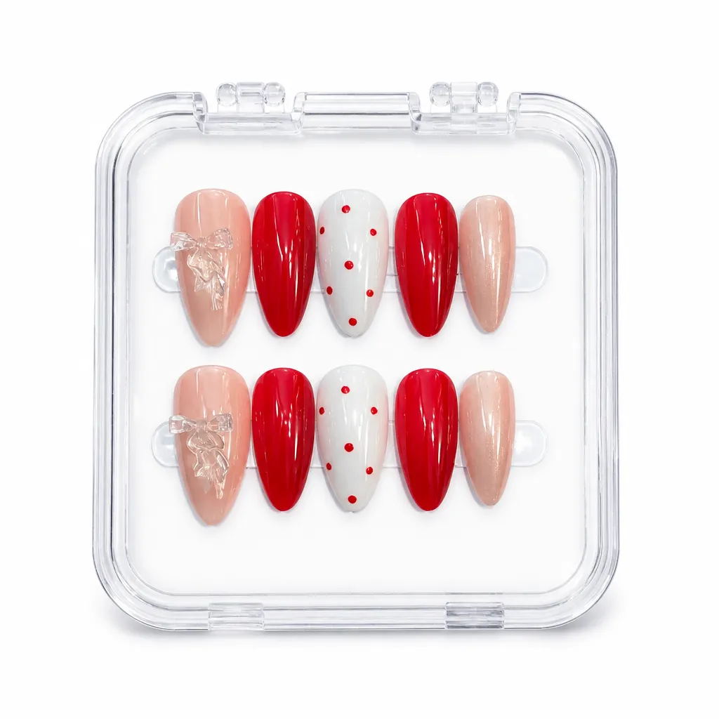 Crimson Sparkle Almond – Xưởng gia công Nailbox Sỉ thủ công
