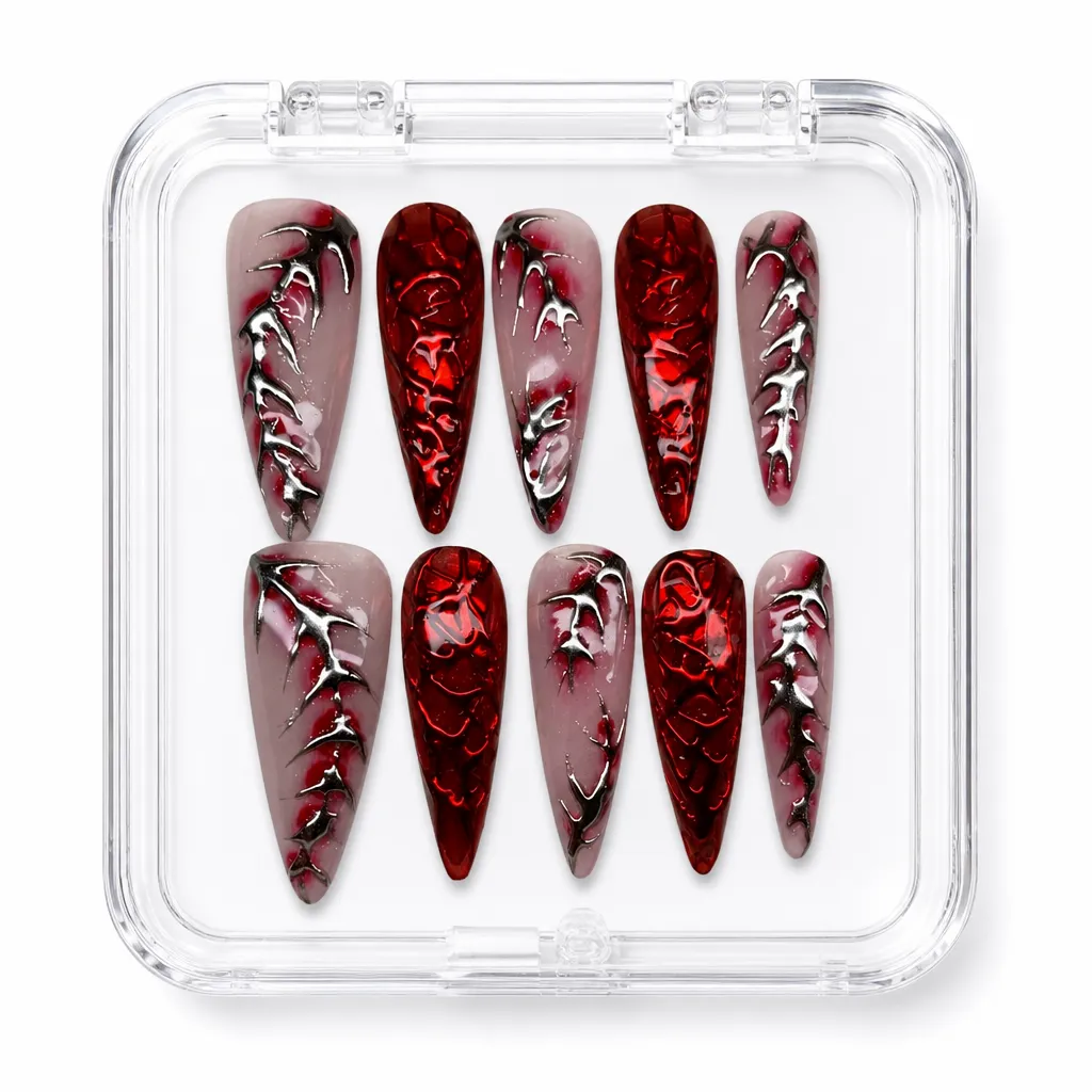 Crimson Spine Chrome – Xưởng gia công Nailbox Sỉ thủ công