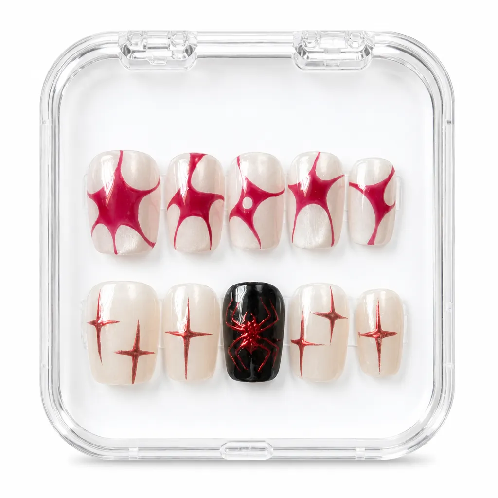 Crimson Star Burst – Xưởng gia công Nailbox Sỉ thủ công