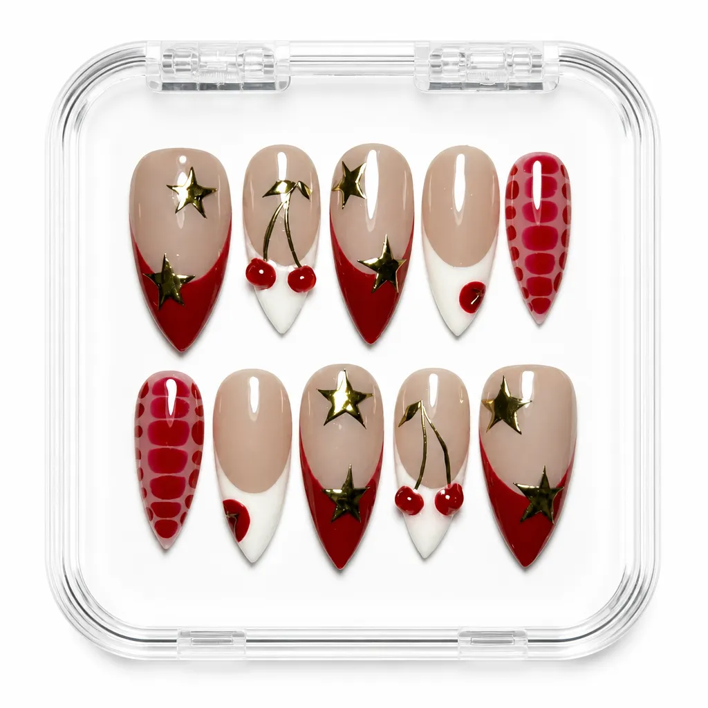 Crimson Star Elegance – Xưởng gia công Nailbox Sỉ thủ công