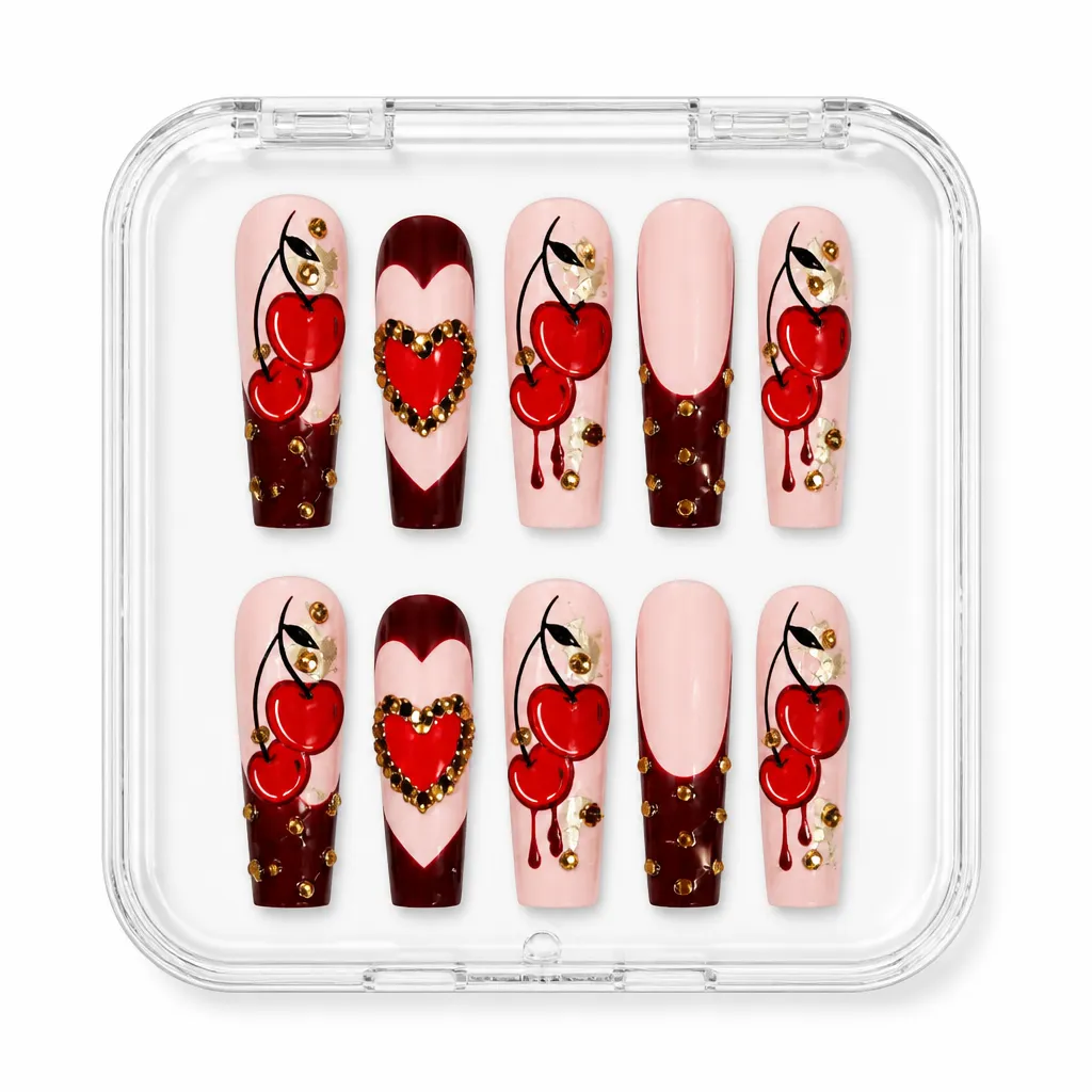 Crimson Strawberry Luxe – Xưởng gia công Nailbox Sỉ thủ công