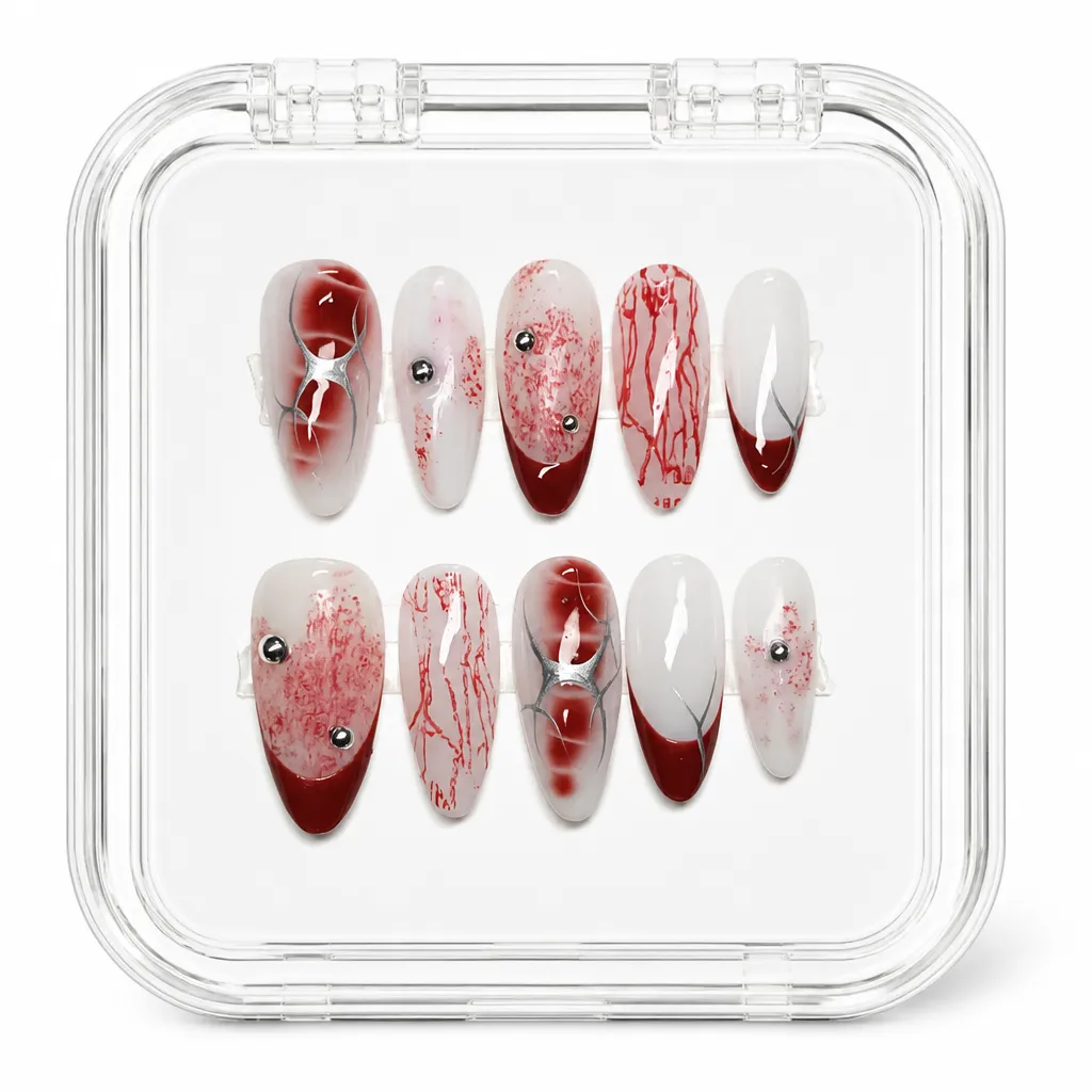 Crimson Vein Gothic – Xưởng gia công Nailbox Sỉ thủ công