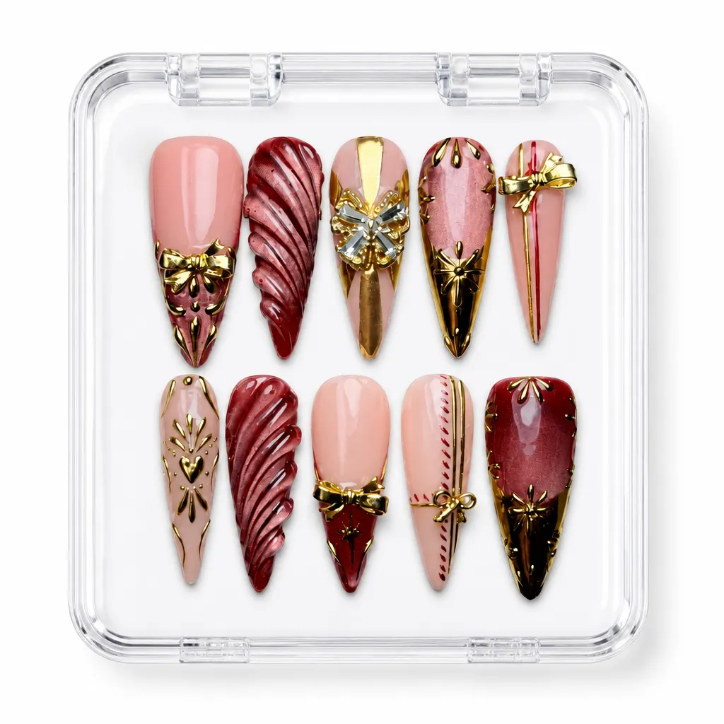 Crimson Velvet Royalty – Xưởng gia công Nailbox Sỉ thủ công