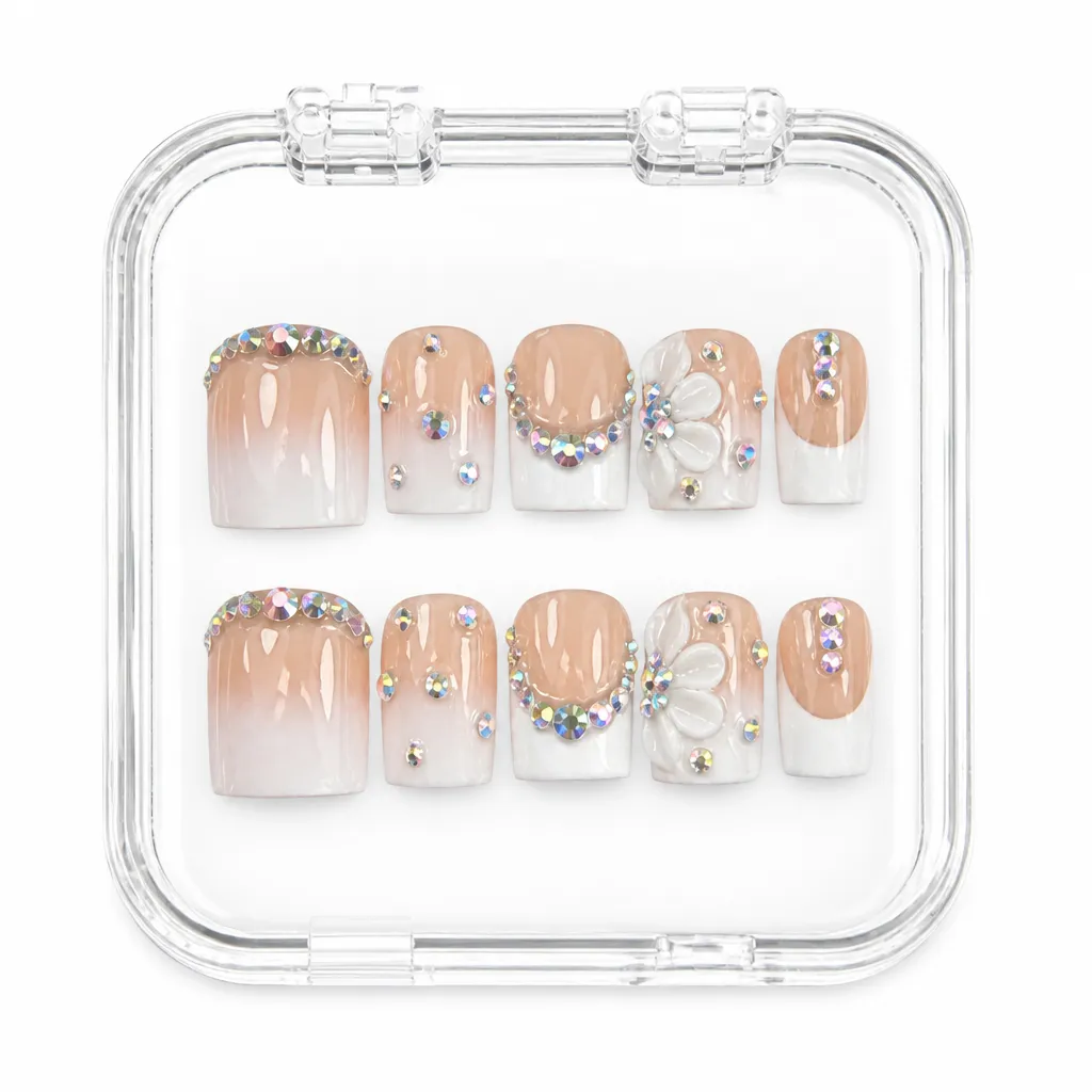Crystal Floral Ombre – Xưởng gia công Nailbox Sỉ thủ công