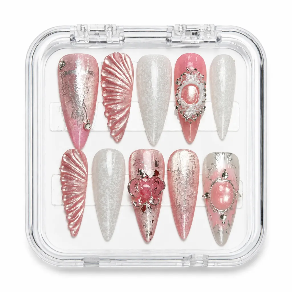 Crystalline Blush Wings – Xưởng gia công Nailbox Sỉ thủ công
