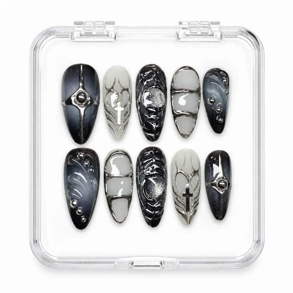 Cyber Goth Chrome – Xưởng gia công Nailbox Sỉ thủ công