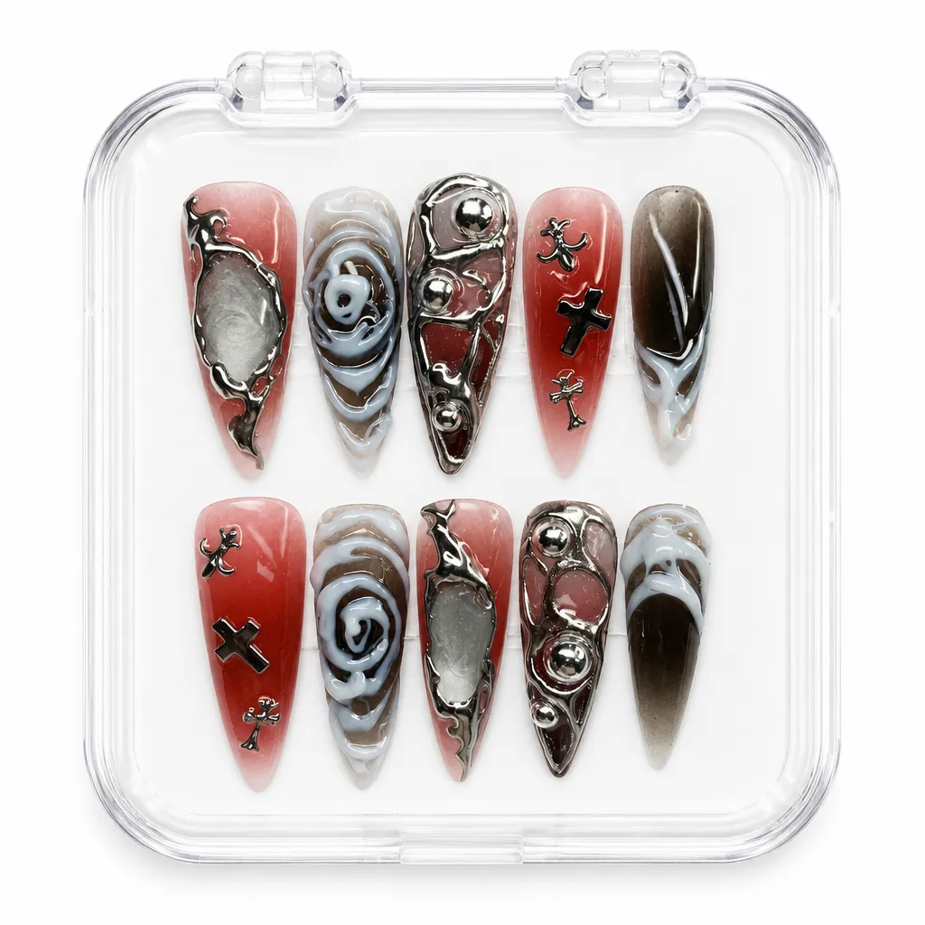 Cyberpunk Gothic Noir – Xưởng gia công Nailbox Sỉ thủ công