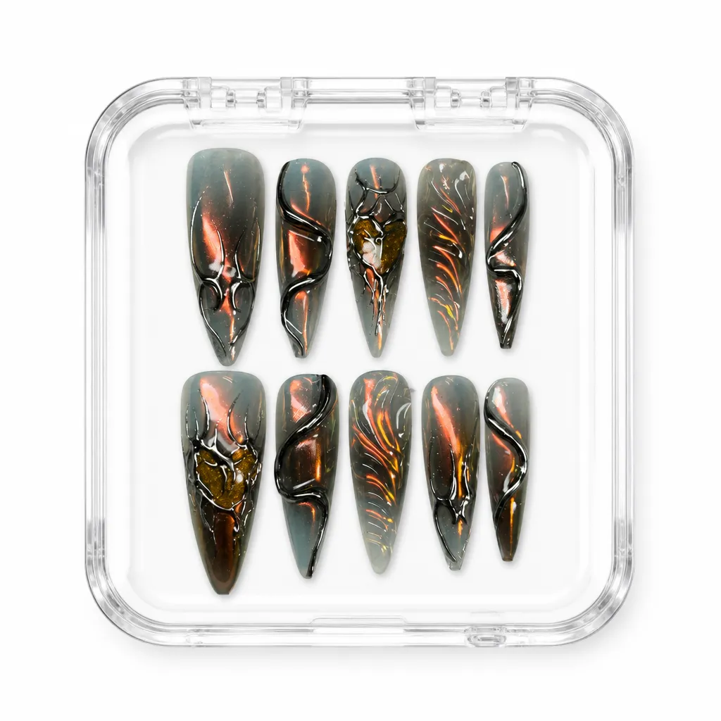 Cyberpunk Liquid Lava – Xưởng gia công Nailbox Sỉ thủ công