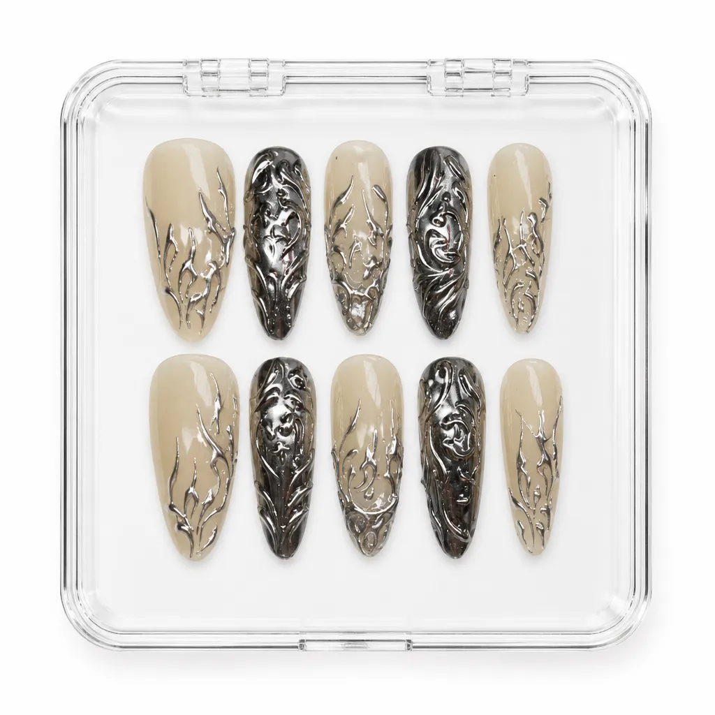 Cyberpunk Silver Liquid – Xưởng gia công Nailbox Sỉ thủ công