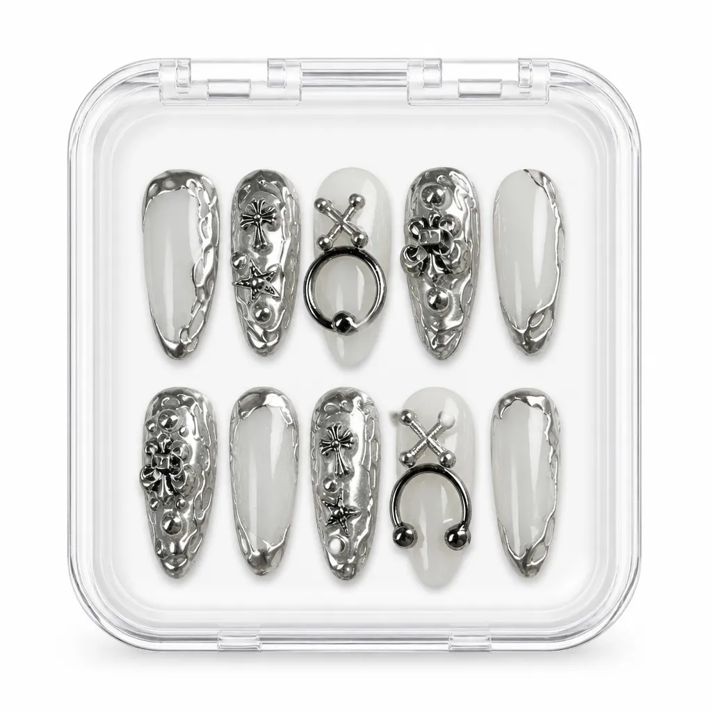 Cyberpunk Silver Piercing – Xưởng gia công Nailbox Sỉ thủ công