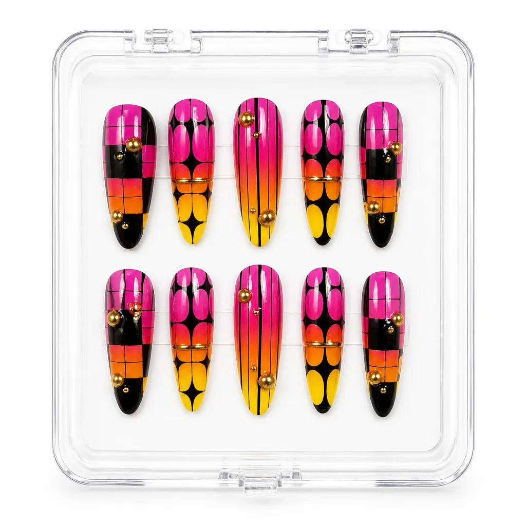 Cyberpunk Sunset Glow – Xưởng gia công Nailbox Sỉ thủ công