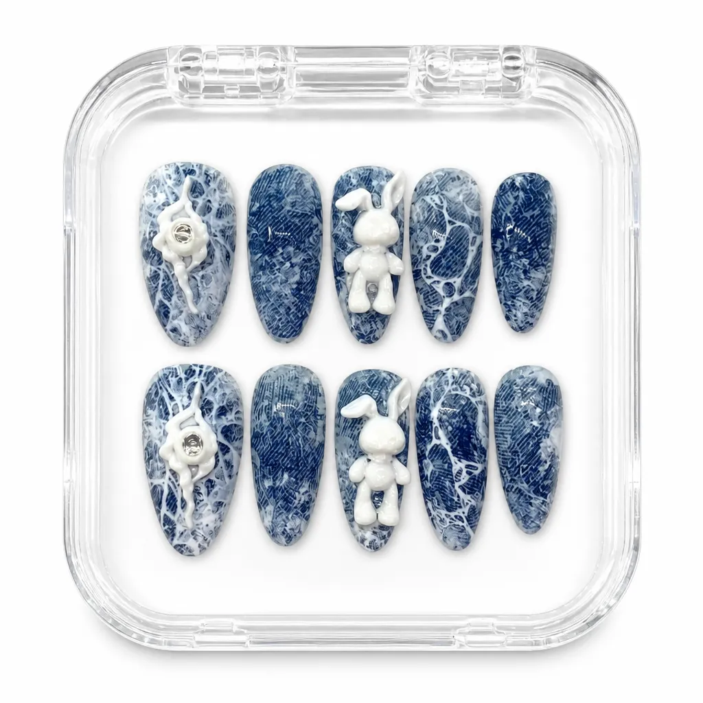 Denim Bunny Dream – Xưởng gia công Nailbox Sỉ thủ công
