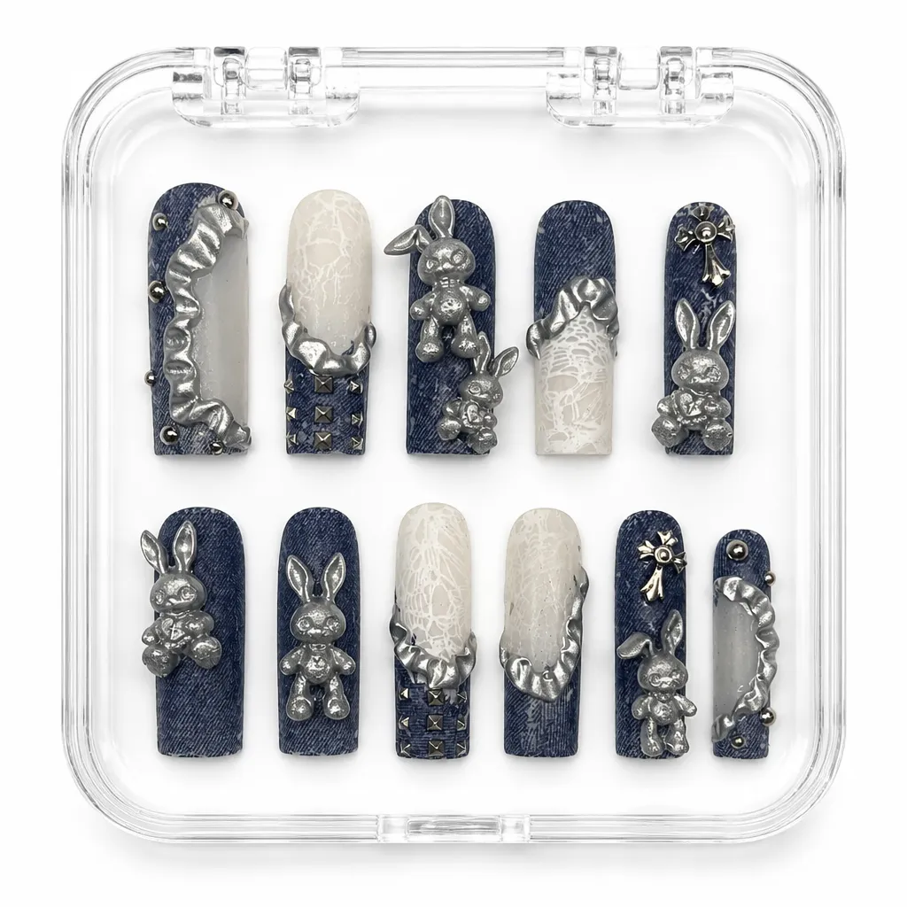 Denim Bunny Punk – Xưởng gia công Nailbox Sỉ thủ công