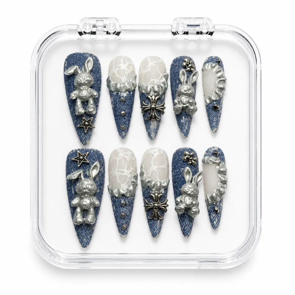 Denim Lace Bunny – Xưởng gia công Nailbox Sỉ thủ công