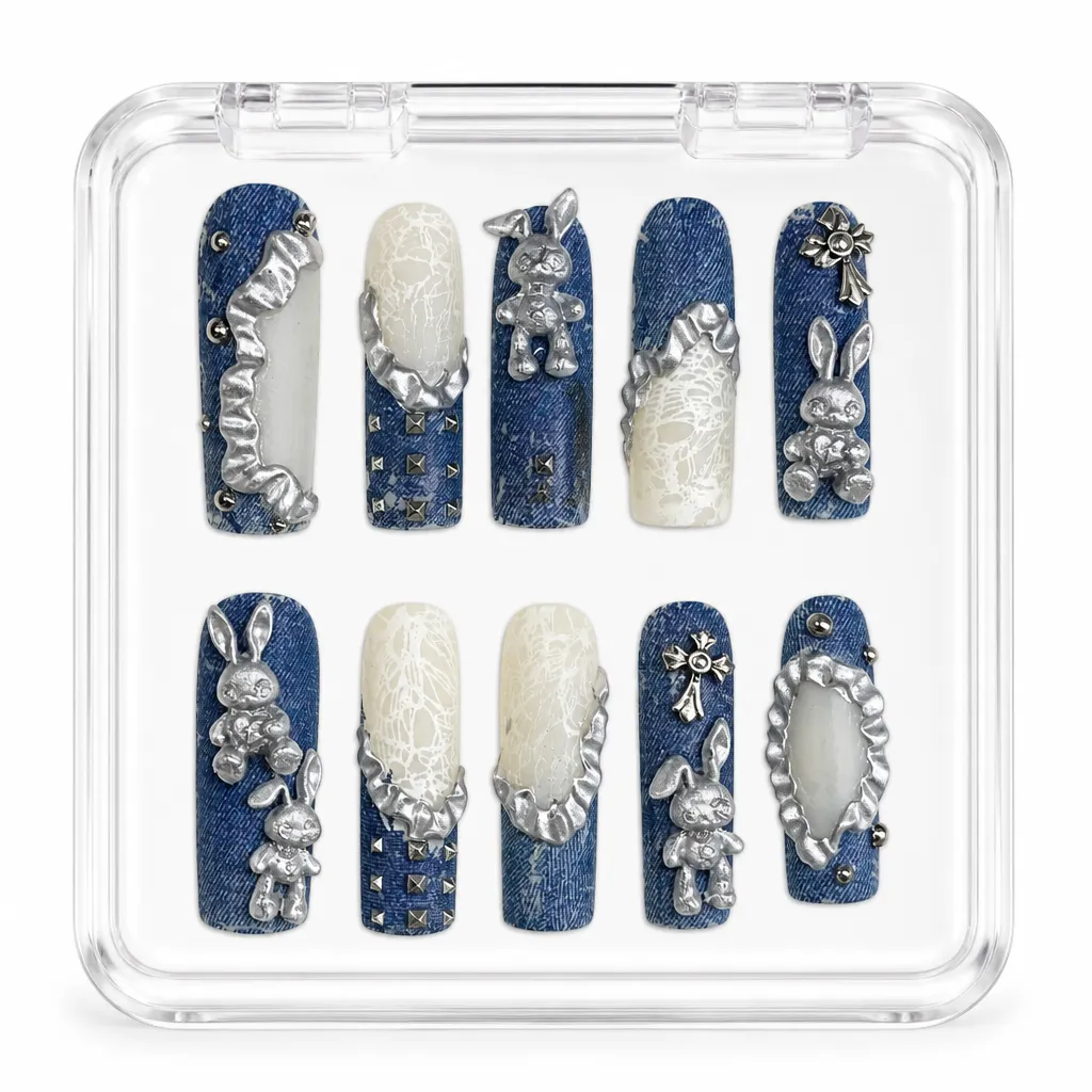 Denim Lace Coffin – Xưởng gia công Nailbox Sỉ thủ công