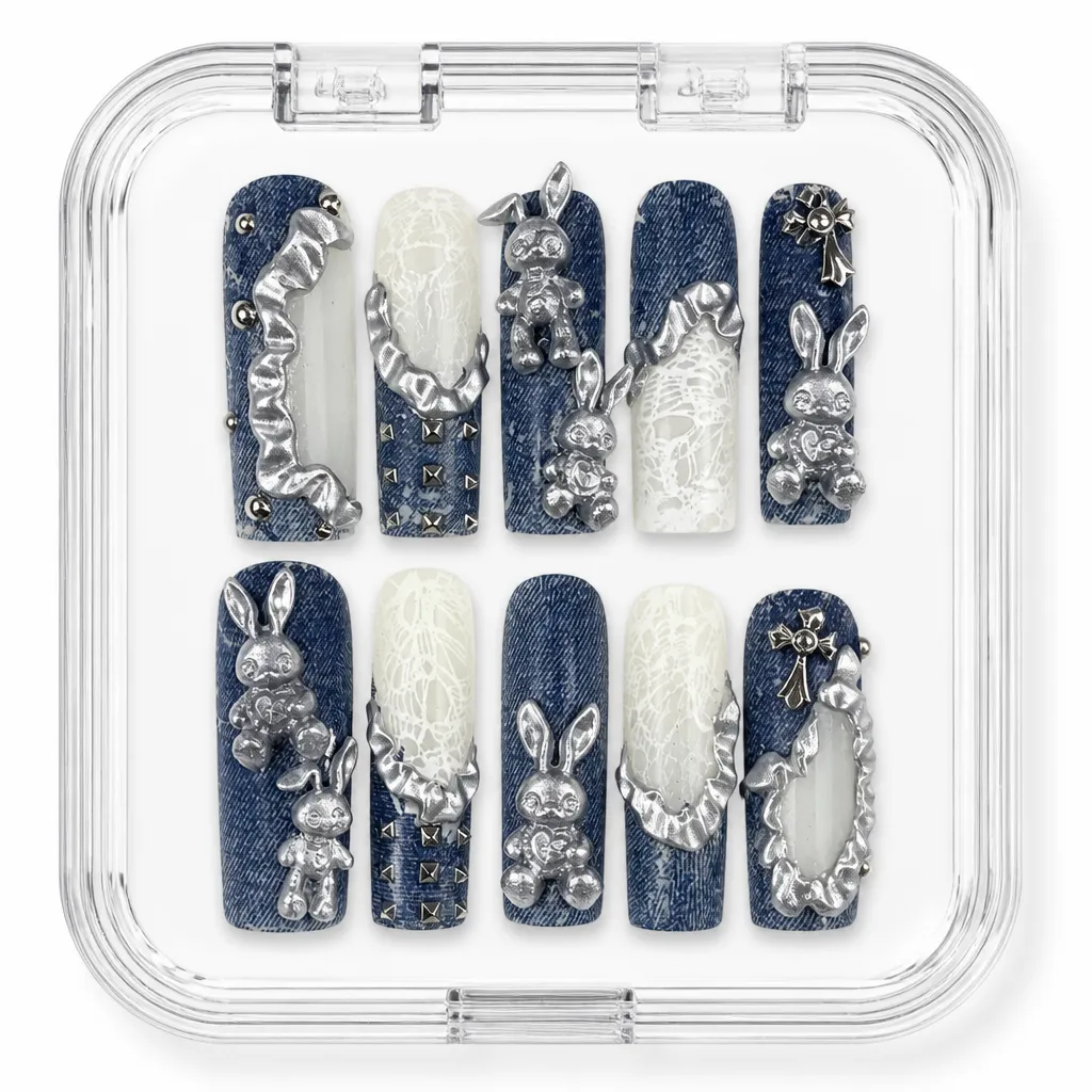 Denim Punk Bunny – Xưởng gia công Nailbox Sỉ thủ công