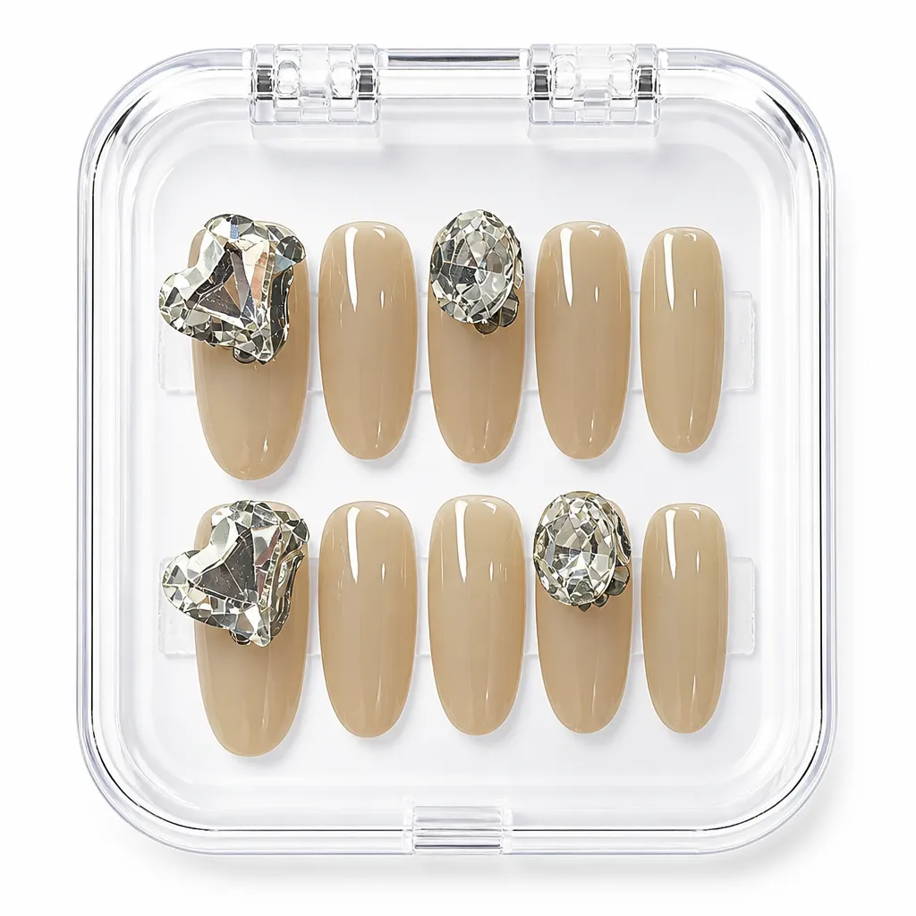 Diamond Heart Nude – Xưởng gia công Nailbox Sỉ thủ công