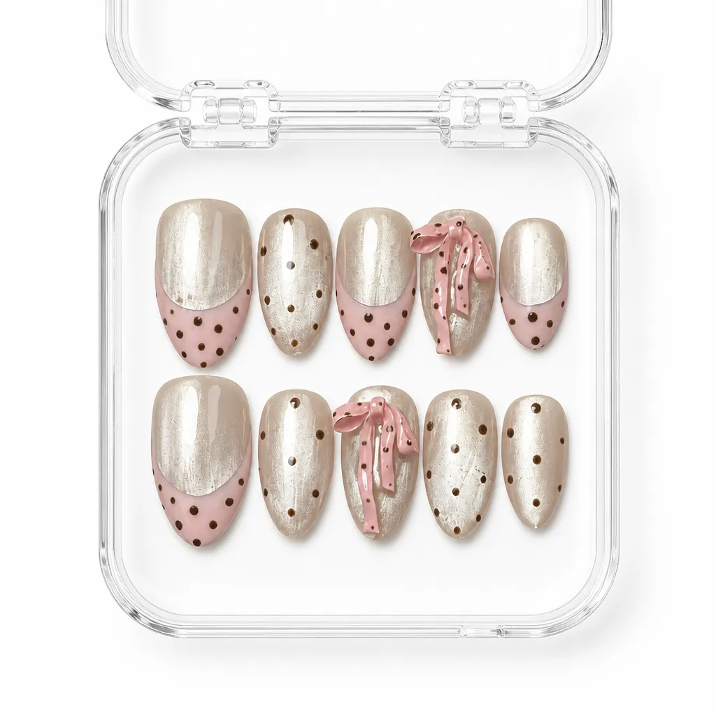 Dotted Ribbon Blush – Xưởng gia công Nailbox Sỉ thủ công