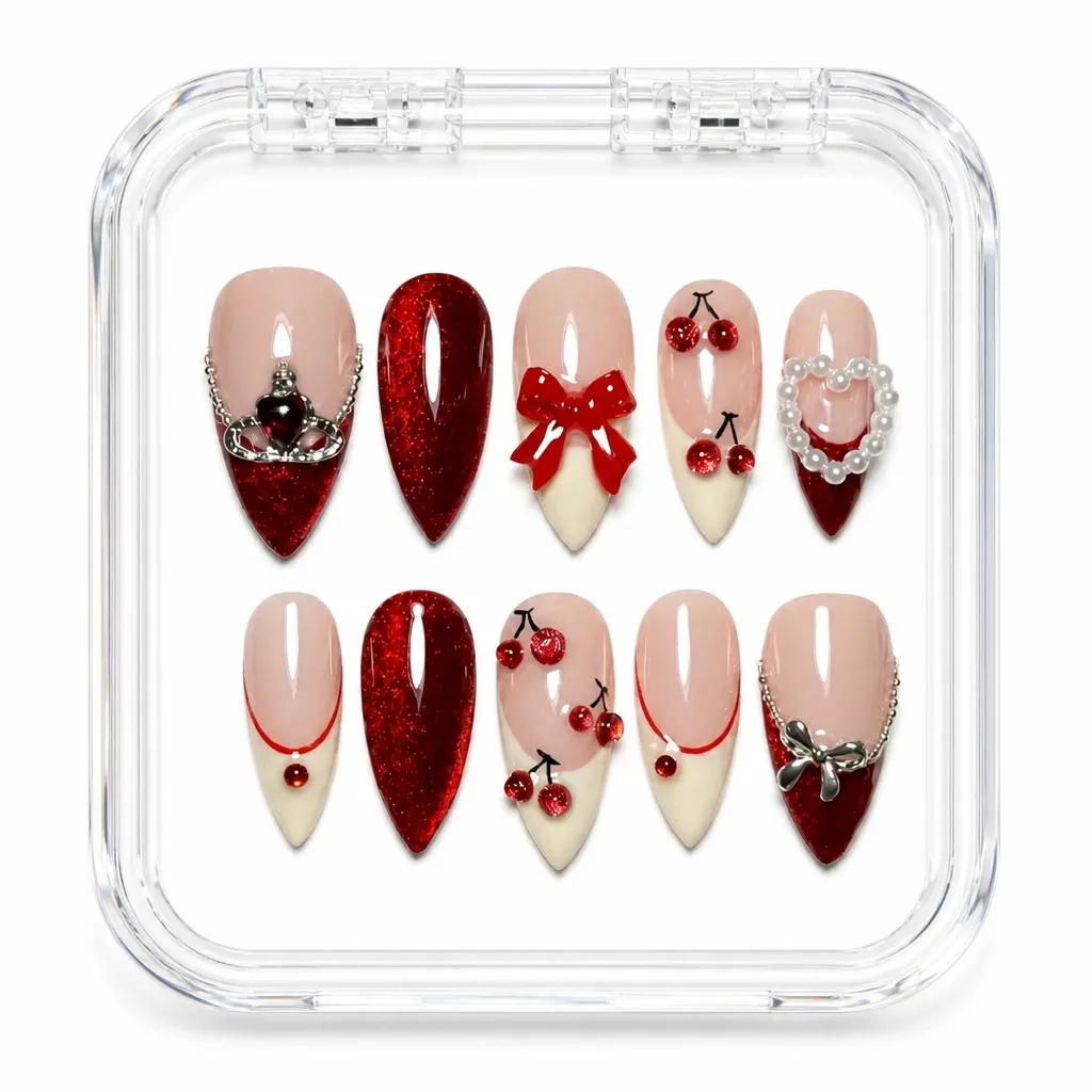Dream Crimson Elegance – Xưởng gia công Nailbox Sỉ thủ công