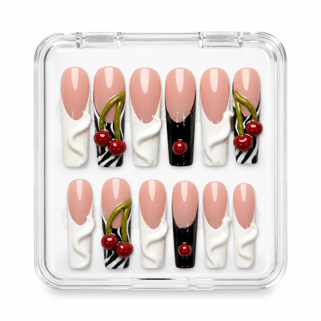 Elegance Cherry Mist – Xưởng gia công Nailbox Sỉ thủ công