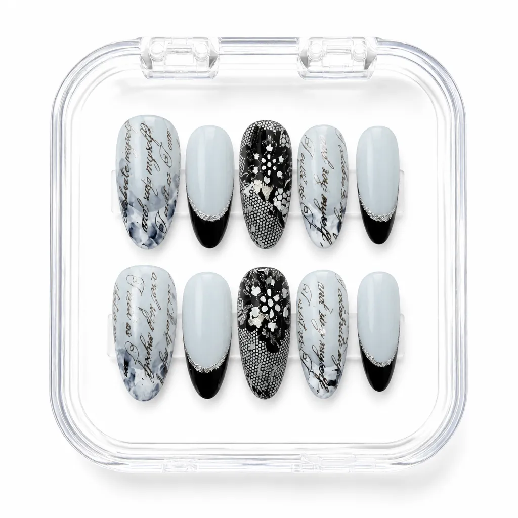 Elegant Calligraphy Lace – Xưởng gia công Nailbox Sỉ thủ công