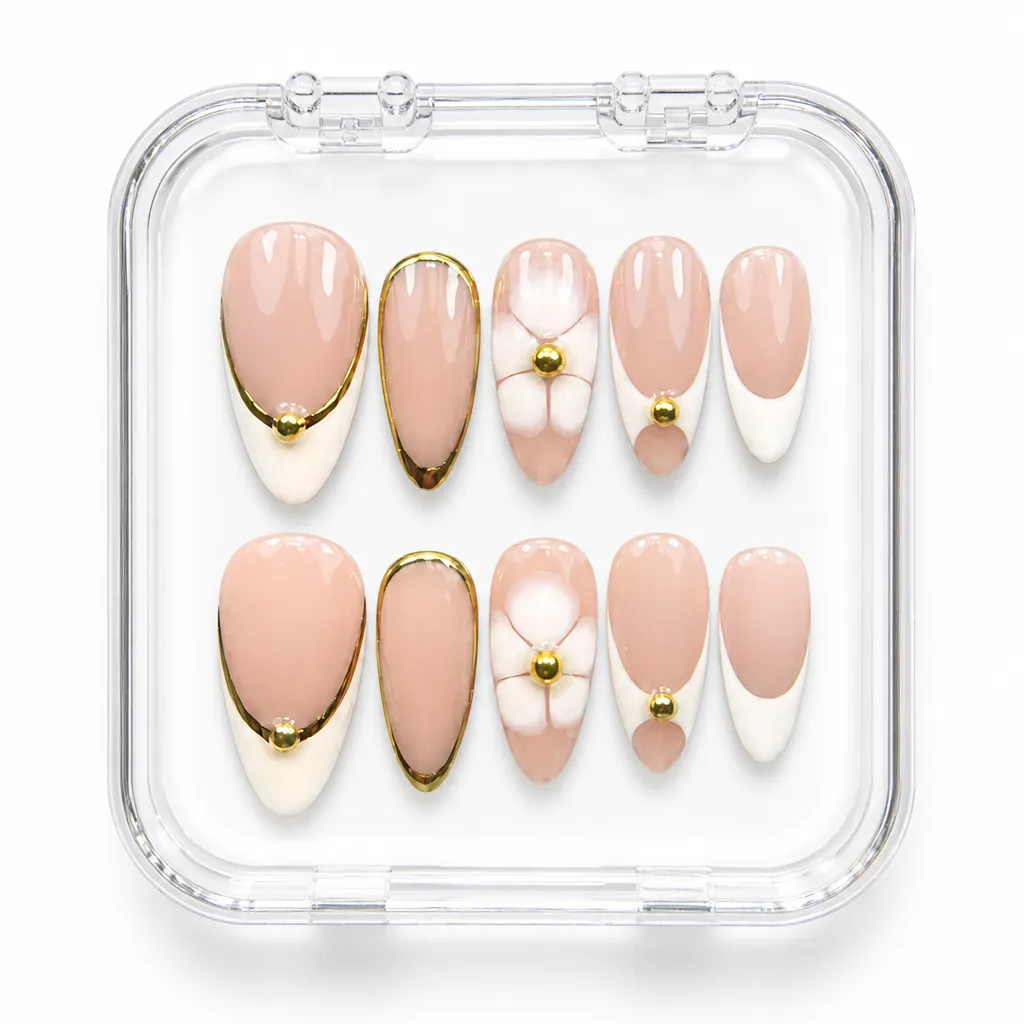 Elegant White Flora – Xưởng gia công Nailbox Sỉ thủ công