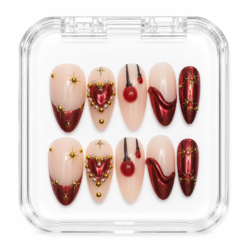 Elite Crimson Luxe – Mẫu Nailbox Sỉ Thiết Kế Thủ Công