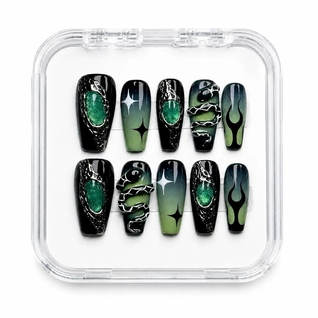 Emerald Cipher – Mẫu Nailbox Sỉ Thiết Kế Thủ Công