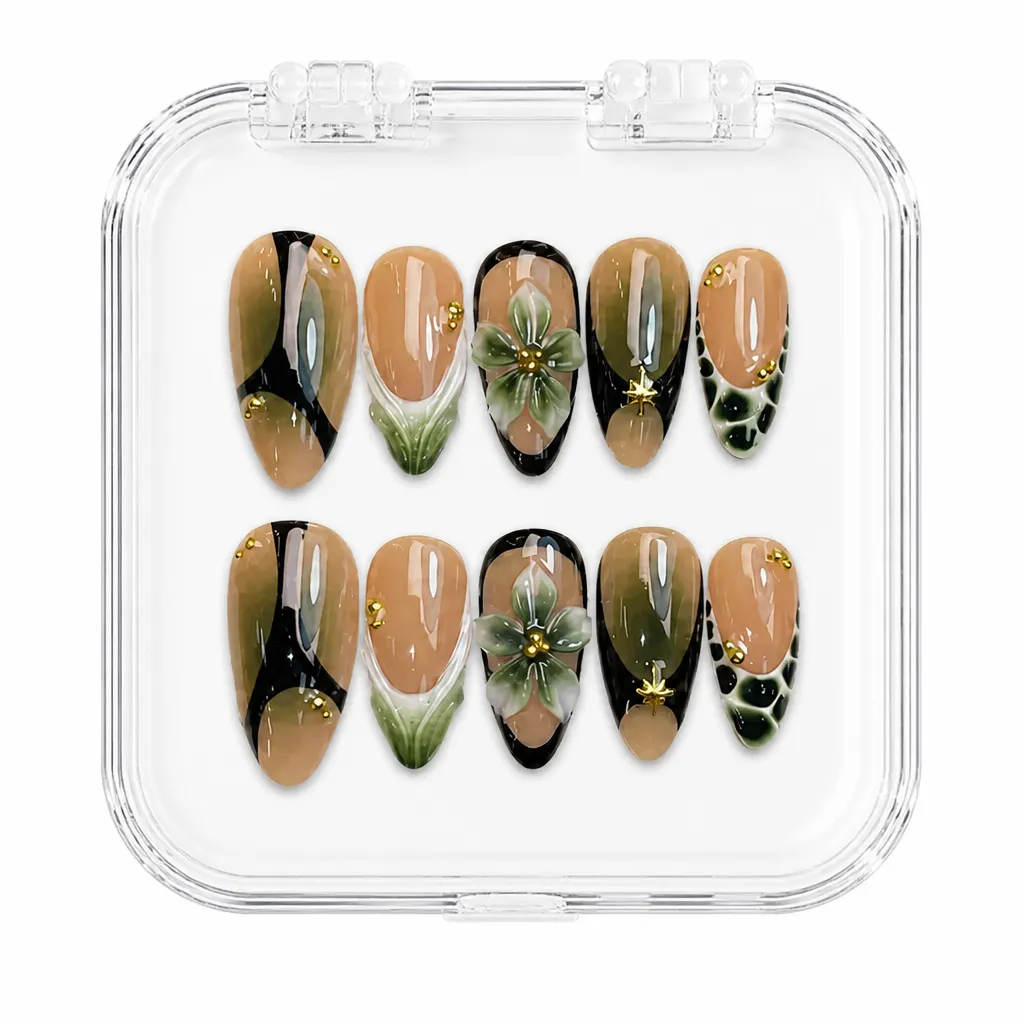 Emerald Floral Reptile – Xưởng gia công Nailbox Sỉ thủ công
