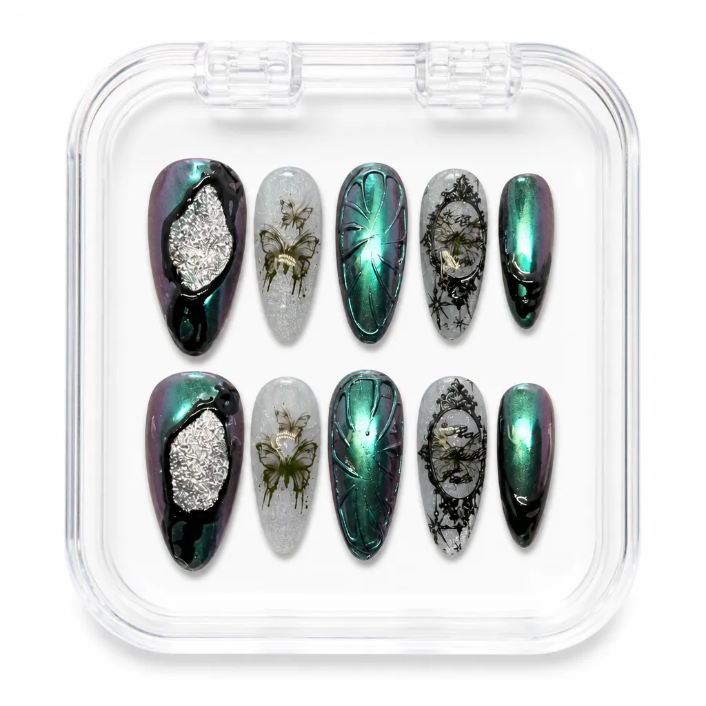 Emerald Gothic Butterfly – Xưởng gia công Nailbox Sỉ thủ công