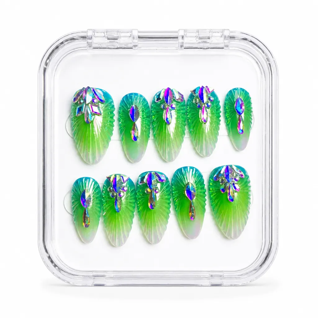 Emerald Iridescence – Xưởng gia công Nailbox Sỉ thủ công