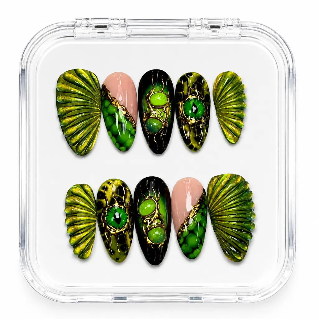 Emerald Wings – Mẫu Nailbox Sỉ Thiết Kế Thủ Công