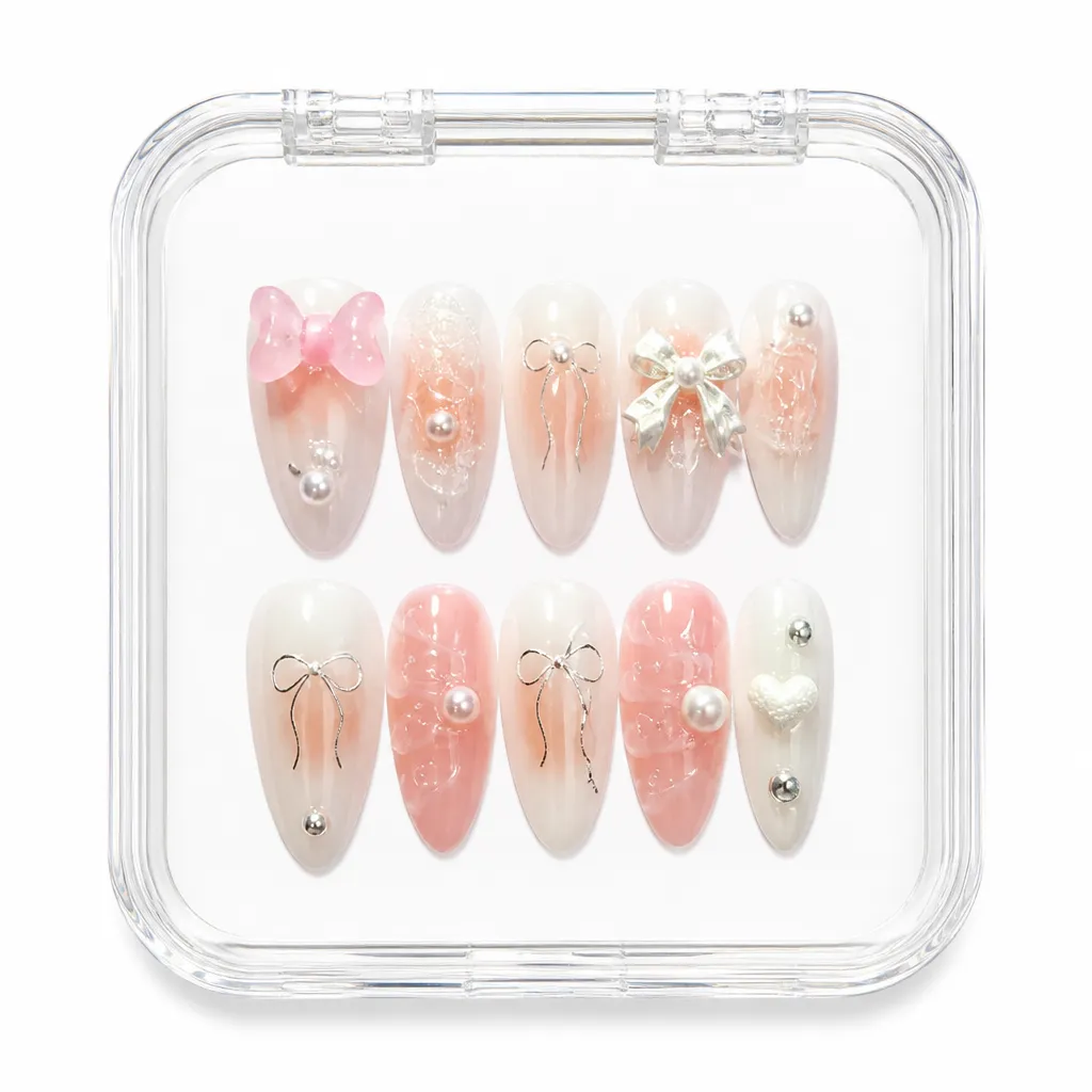 Ethereal Blush Sparkle – Xưởng gia công Nailbox Sỉ thủ công