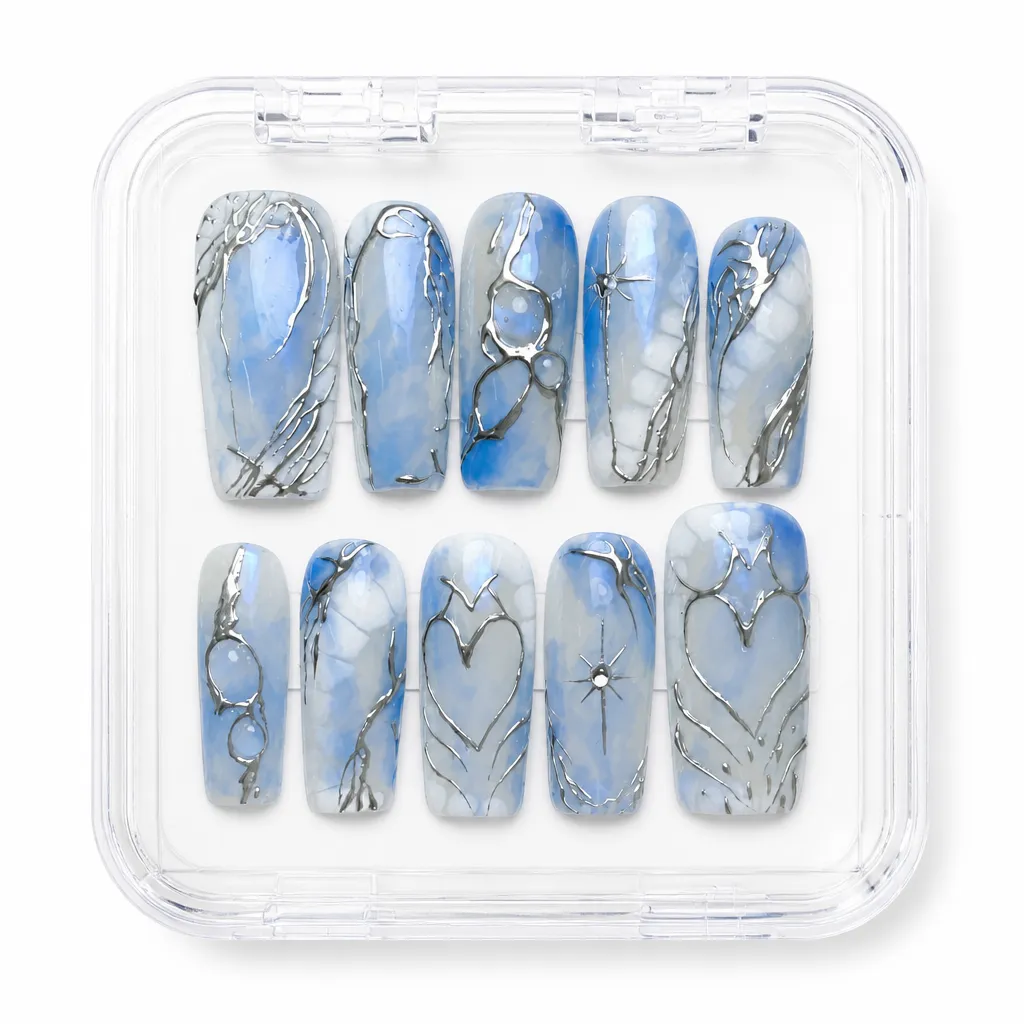Ethereal Silver Mist – Xưởng gia công Nailbox Sỉ thủ công