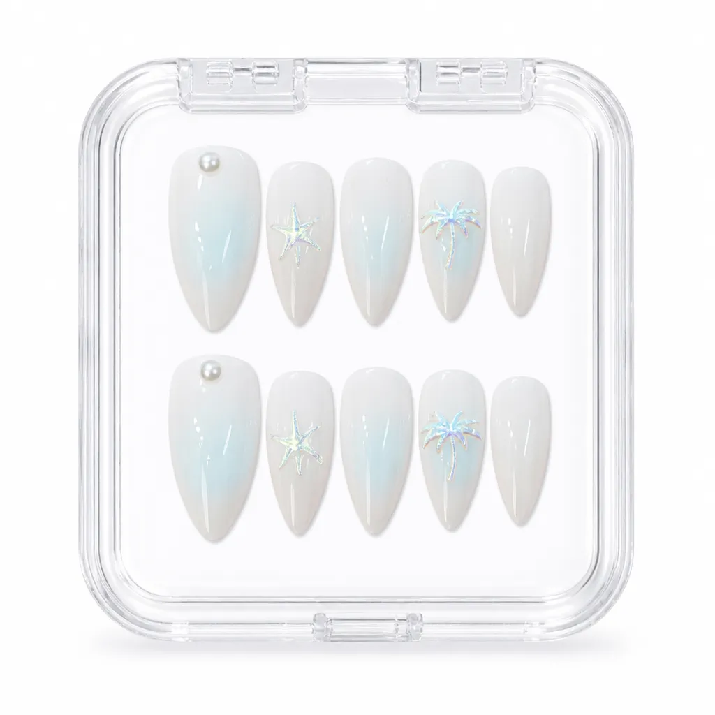 Ethereal Sparkle Stiletto – Xưởng gia công Nailbox Sỉ thủ công