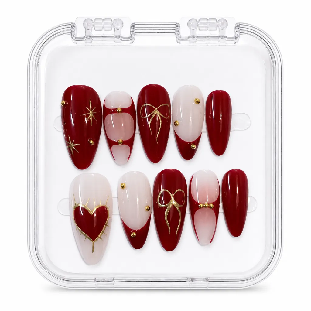 Fancy Crimson Elegance – Xưởng gia công Nailbox Sỉ thủ công