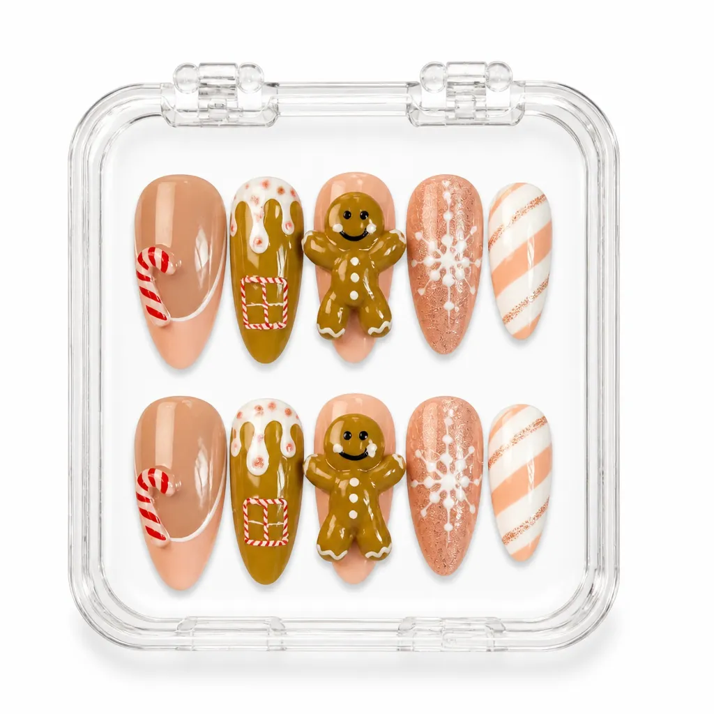 Festive Gingerbread Magic – Xưởng gia công Nailbox Sỉ thủ công