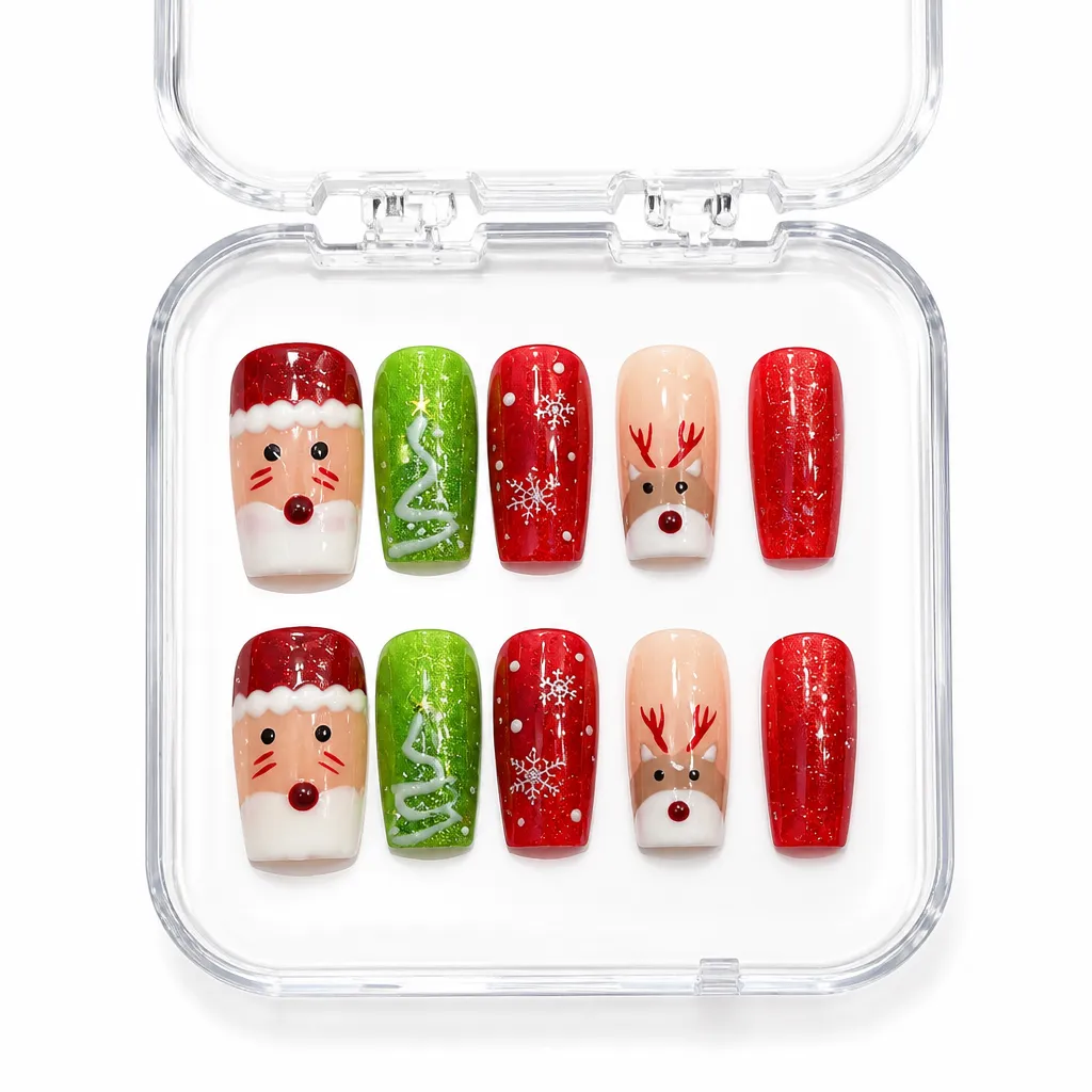 Festive Sparkle Charm – Mẫu Nailbox Sỉ Thiết Kế Thủ Công